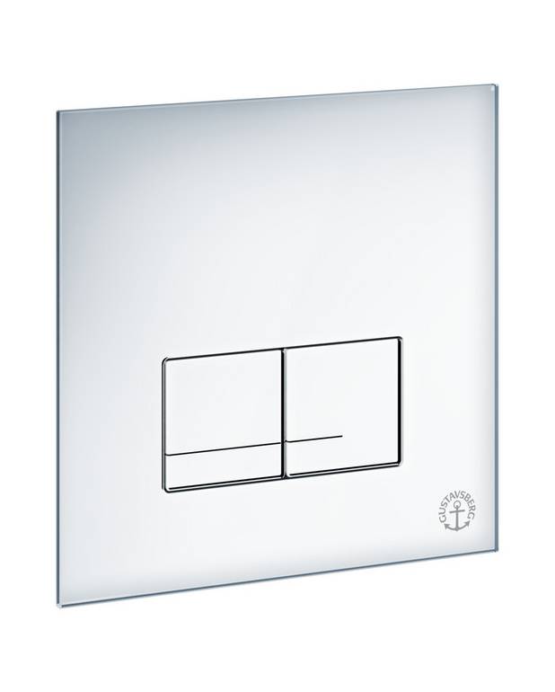 Toalettknapp for fikstur XS – veggknapp, rektangulær - Pen design i hvitt glass
For frontmontering på Triomont XS
