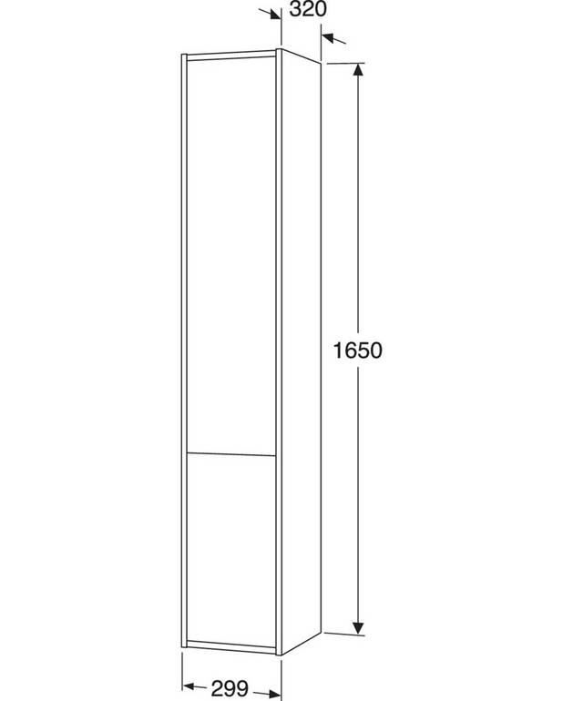 Högskåp Artic - 30 cm - Vändbara dörrar för höger- eller vänstermontering
Med smart förvaring i övre dörren
Upphängningssystem - lätt att montera och justera på vägg