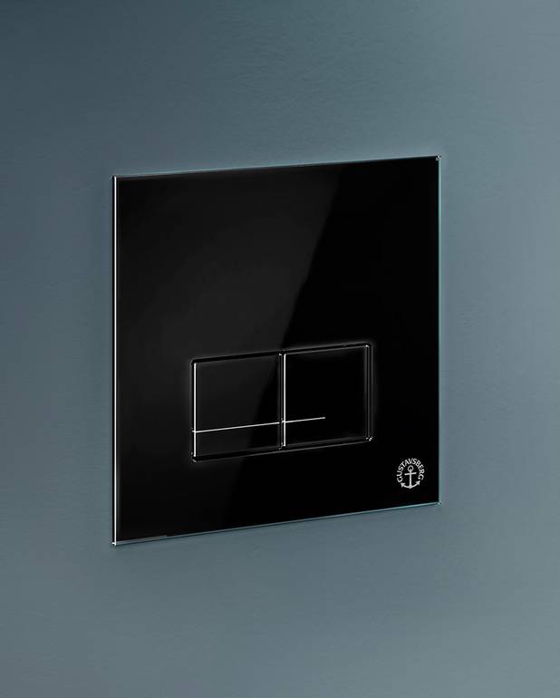 Toalettknapp for fikstur XS – veggknapp, rektangulær - Pen design i svart glass
For frontmontering på Triomont XS