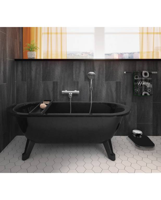 Brīvi stāvošā vanna Duo - 1580 x 680 - Divi atliekti galvgaļi, vanna piemērota divām personām.
Augstākās kvalitātes titāna sakausējuma tērauds
Regulējamas kājiņas, vanna ir stabila arī uz nelīdzenas grīdas