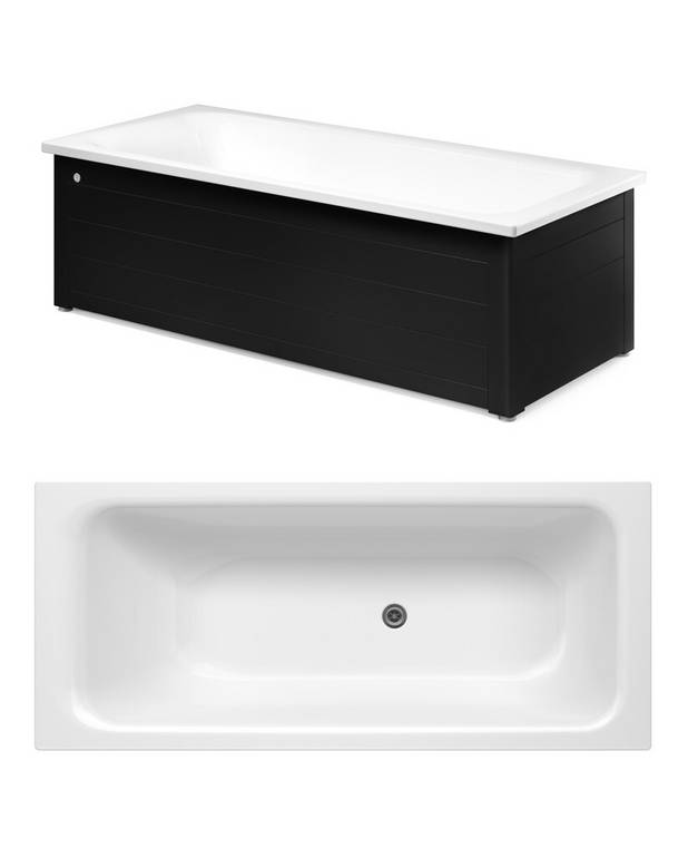 Bathtub with front panel, Combi – 1600 x 700 - Made of titanium steel and enamel, an extremely durable combination
With optimal space to stand and shower
Low step-in to make it easier to step in and out of the tub