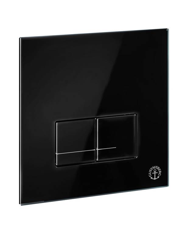 Loputusnupp Triomont XS-i seinasisesele paigaldusraamile – seinale kinnitatav loputusnupp, ristkülikukujuline - Kena mustast klaasist disain   
Eestvajutatav, Triomont XS-ile