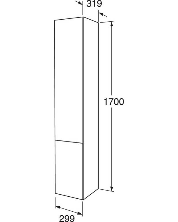 Tall cabinet Graphic Base - 30 cm - Soft closing doors
Turnable doors for left- or right opening
Movable gass shelves