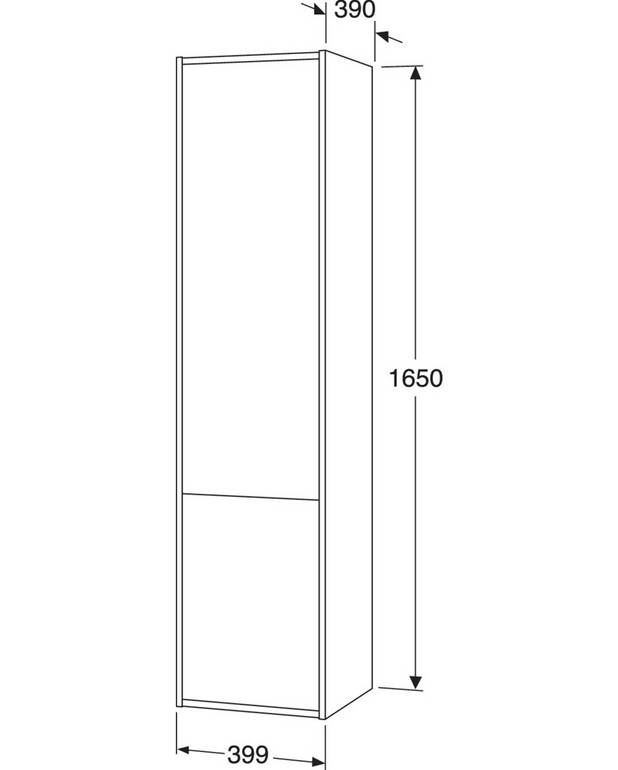 Højskab Artic - 40 cm - Vendbare døre til højre- eller venstremontering
Med smart opbevaring i den øverste dør
Monteringssystem der gør montering på væggen hurtig og let og nemt justeres til den korrekte position