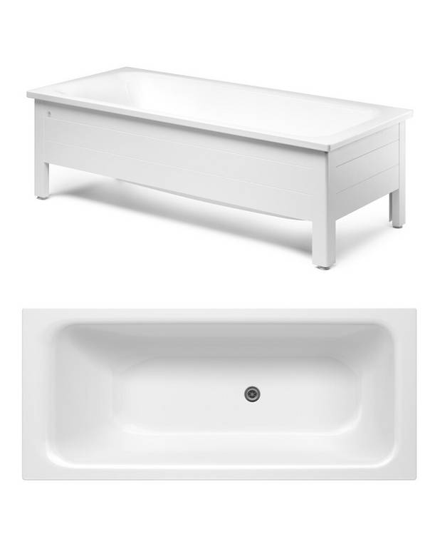 Bathtub with front panel, Combi – 1600 x 700 - Made of titanium steel and enamel, an extremely durable combination
With optimal space to stand and shower
Low step-in to make it easier to step in and out of the tub