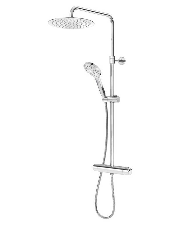 Shower column Logic Round - Super slim head shower with generous water flow
3-functional hand shower with a pushbutton
Mixer with pure, unbroken lines and soft contours