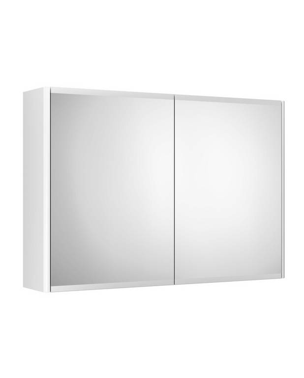 Vonios spintelė su veidrodžiu, „Graphic“ – 80 cm - Dvipusės durelės su veidrodžiu
Matinis apatinis kraštas, kad ant veidrodžio nesimatytų dėmių
Durelės su „Soft Close” – tylaus ir švelnaus užsidarymo funkcija