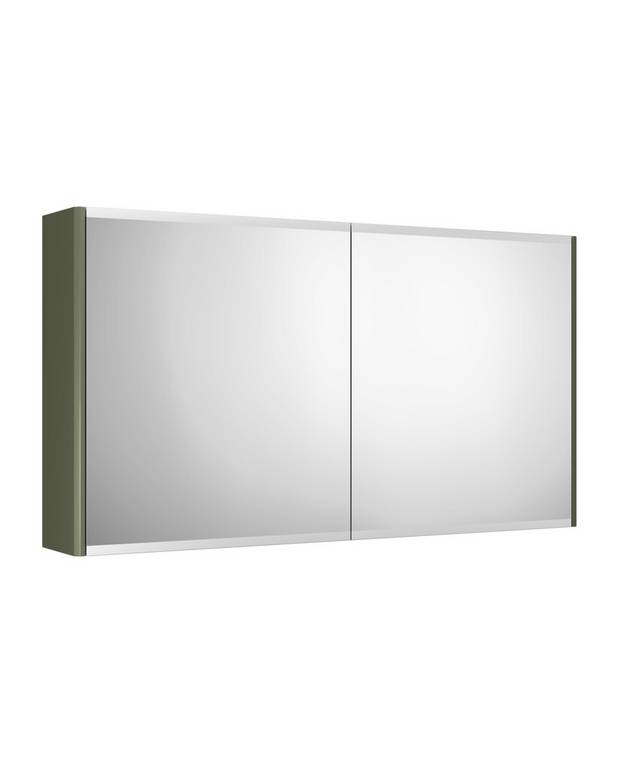 Veidrodinė spintelė „Graphic“ – 100 cm - Dvipusės veidrodžio durelės
Matinė apačia apsaugo nuo matomų riebalų dėmių
Švelniai užsidarančios durys