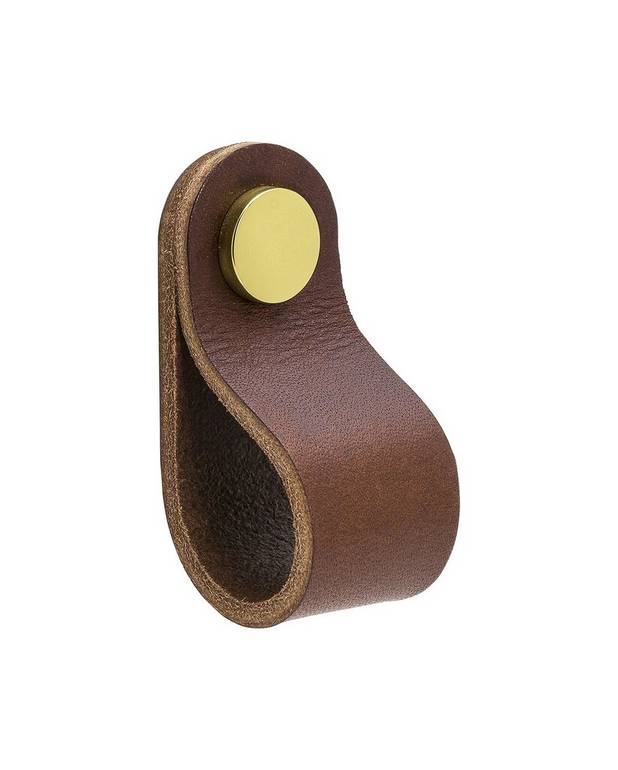 Knob for bathroom cabinet – K3 - Double-wound handle in soft, luxury leather
Available in different combinations of leather and rivets