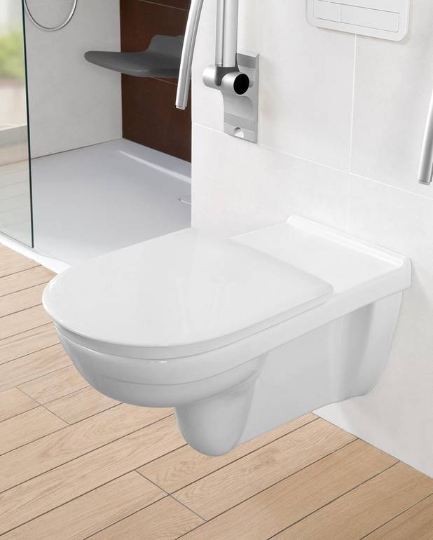 Hjälpmedel - vägghängd toalett 4G01 - förlängd - Hygienic Flush: öppen spolkant för enklare rengöring
Spolar ända upp till kanten för bättre hygien
Förlängd modell, för enklare förflyttning från rullstol